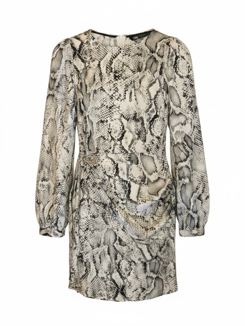 NEW! Zara Black and Cream Snake Print Long  Sleeved Dress